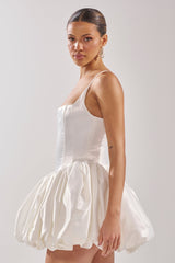 JULIET SATIN MINI DRESS IN IVORY
