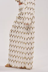 THE SNEAK PEEK STUDDED PU MIDI SKIRT IN WHITE