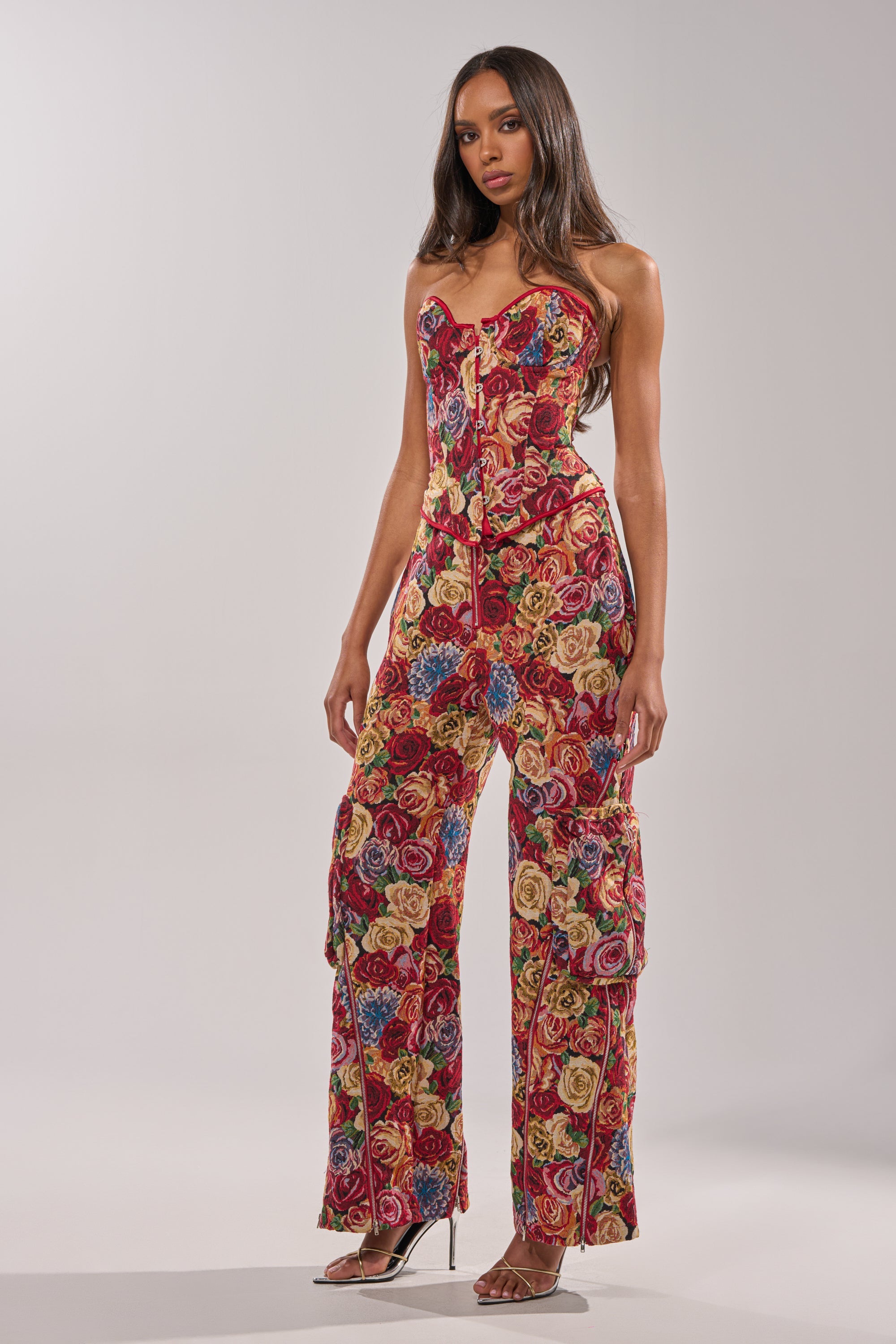 INTO THE THICK OF IT FLORAL BROCADE CORSET