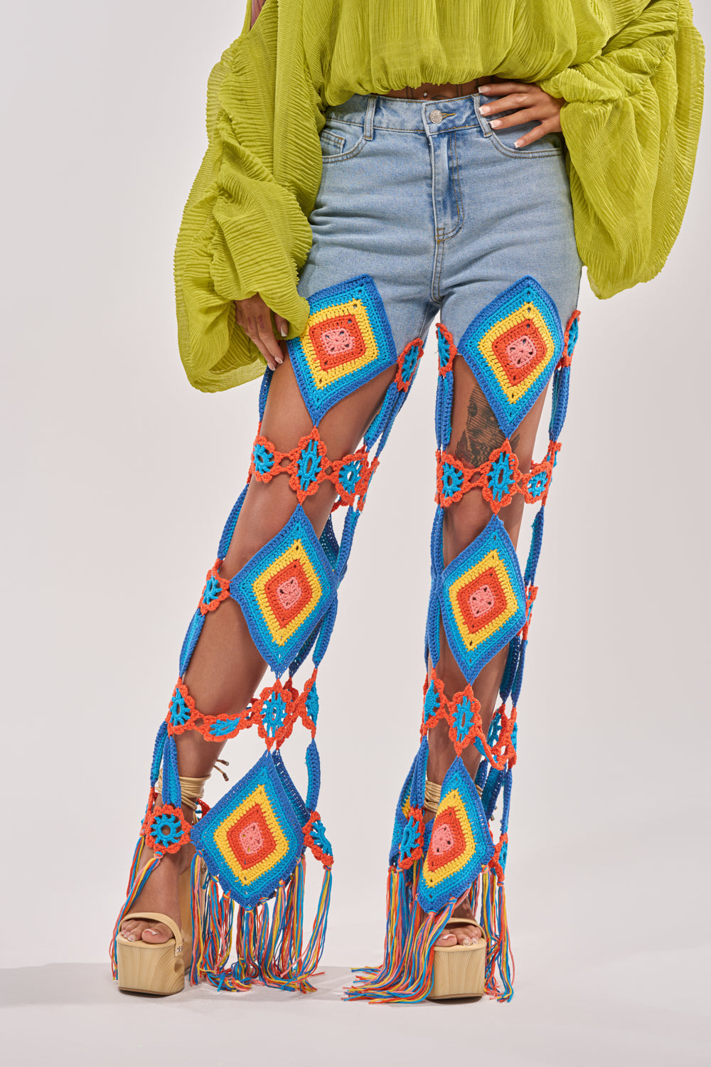 OUT OF OFFICE CROCHET DENIM JEANS