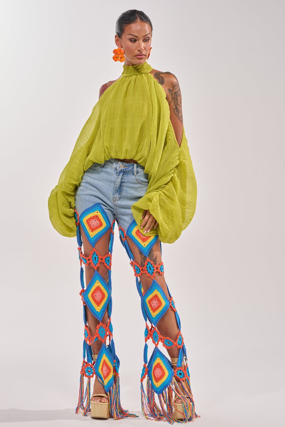 OUT OF OFFICE CROCHET DENIM JEANS
