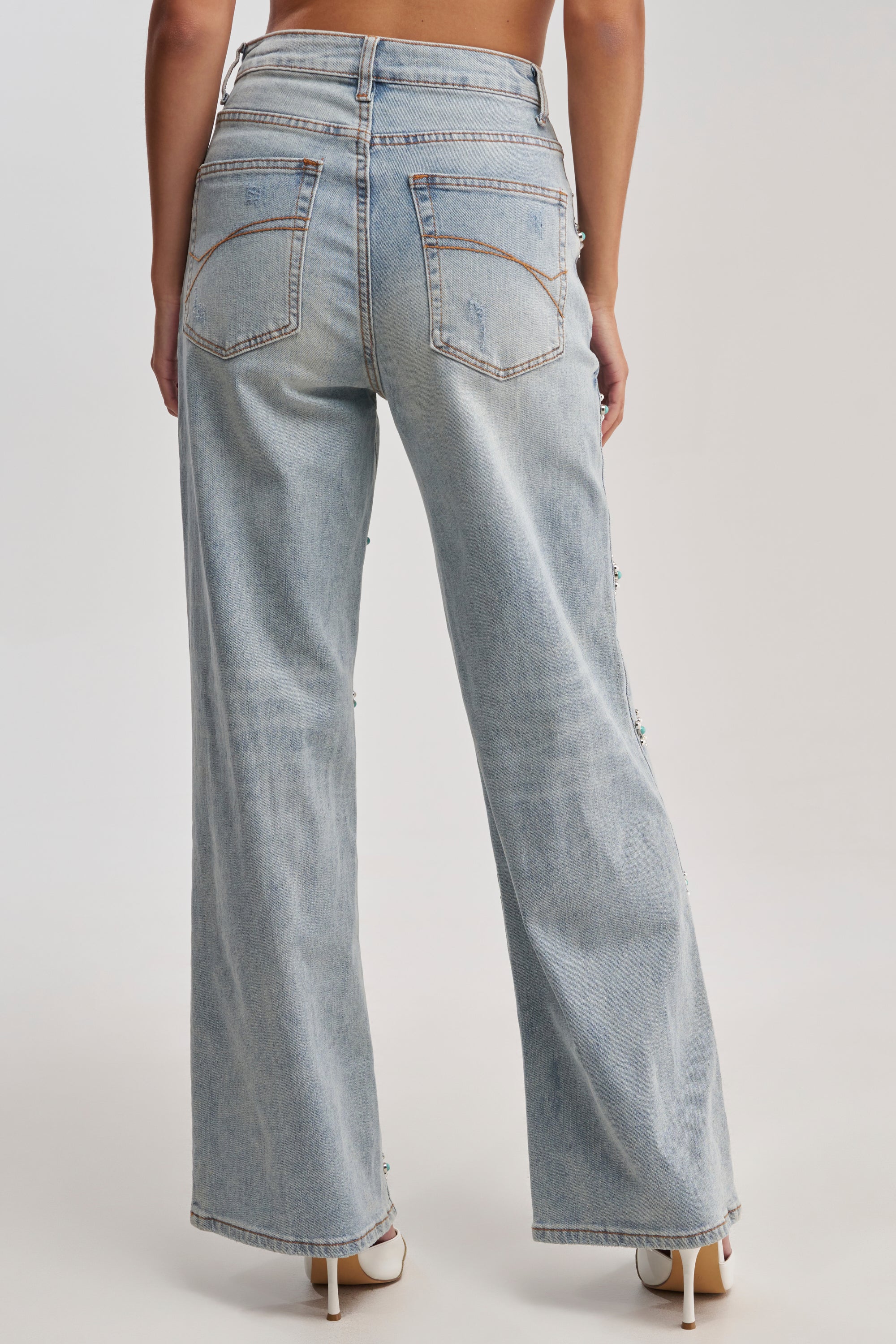 TRYING SOMETHING OUT STUDDED DENIM