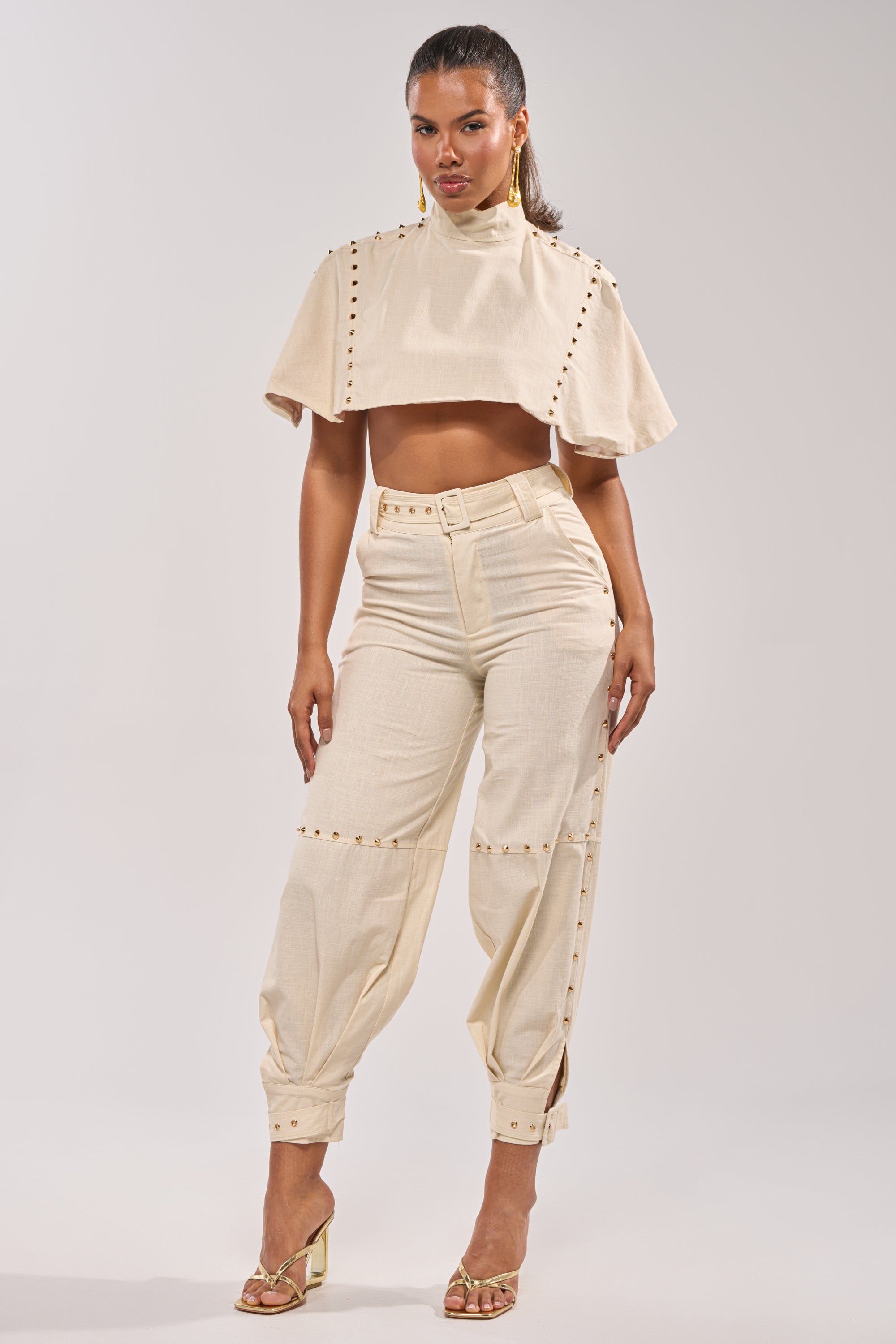 MAEVE LINEN STUDDED PANT