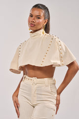 MAEVE LINEN STUDDED BLOUSE