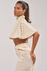 MAEVE LINEN STUDDED BLOUSE