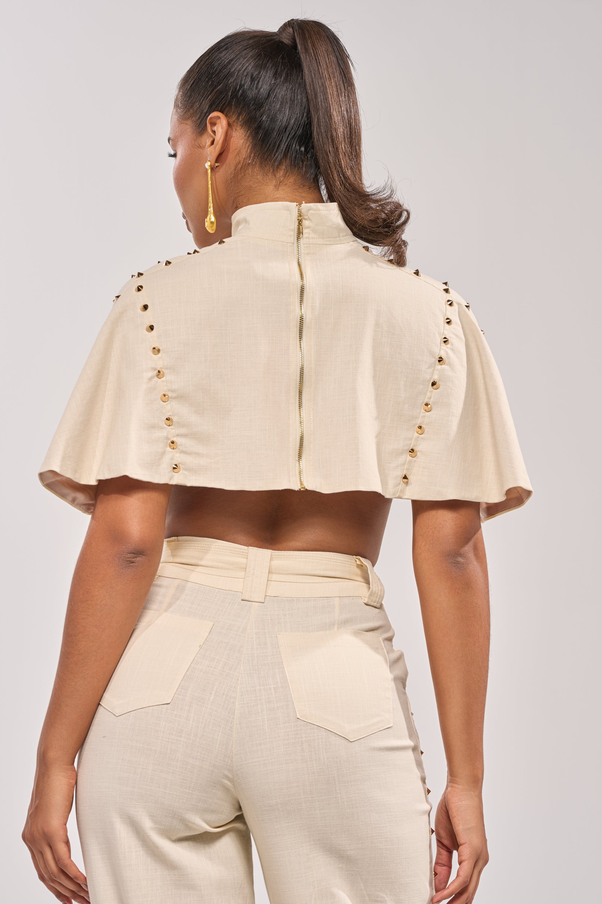 MAEVE LINEN STUDDED BLOUSE