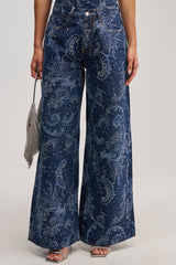 ELEVATED WIDE LEG DENIM WITH RHINESTONES