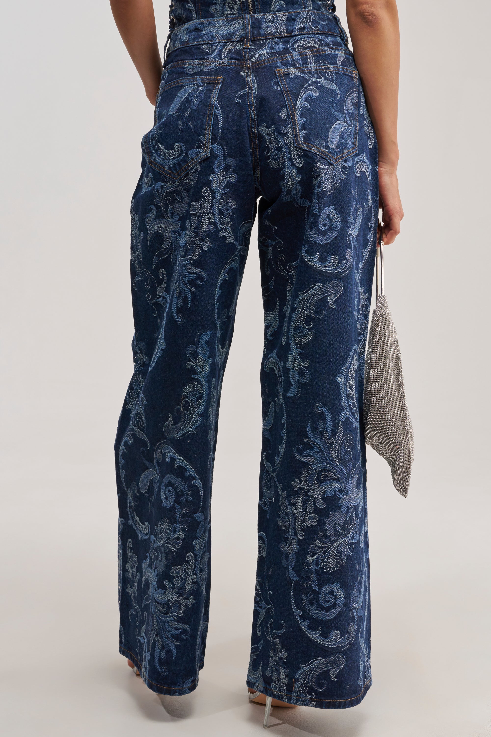 ELEVATED WIDE LEG DENIM WITH RHINESTONES
