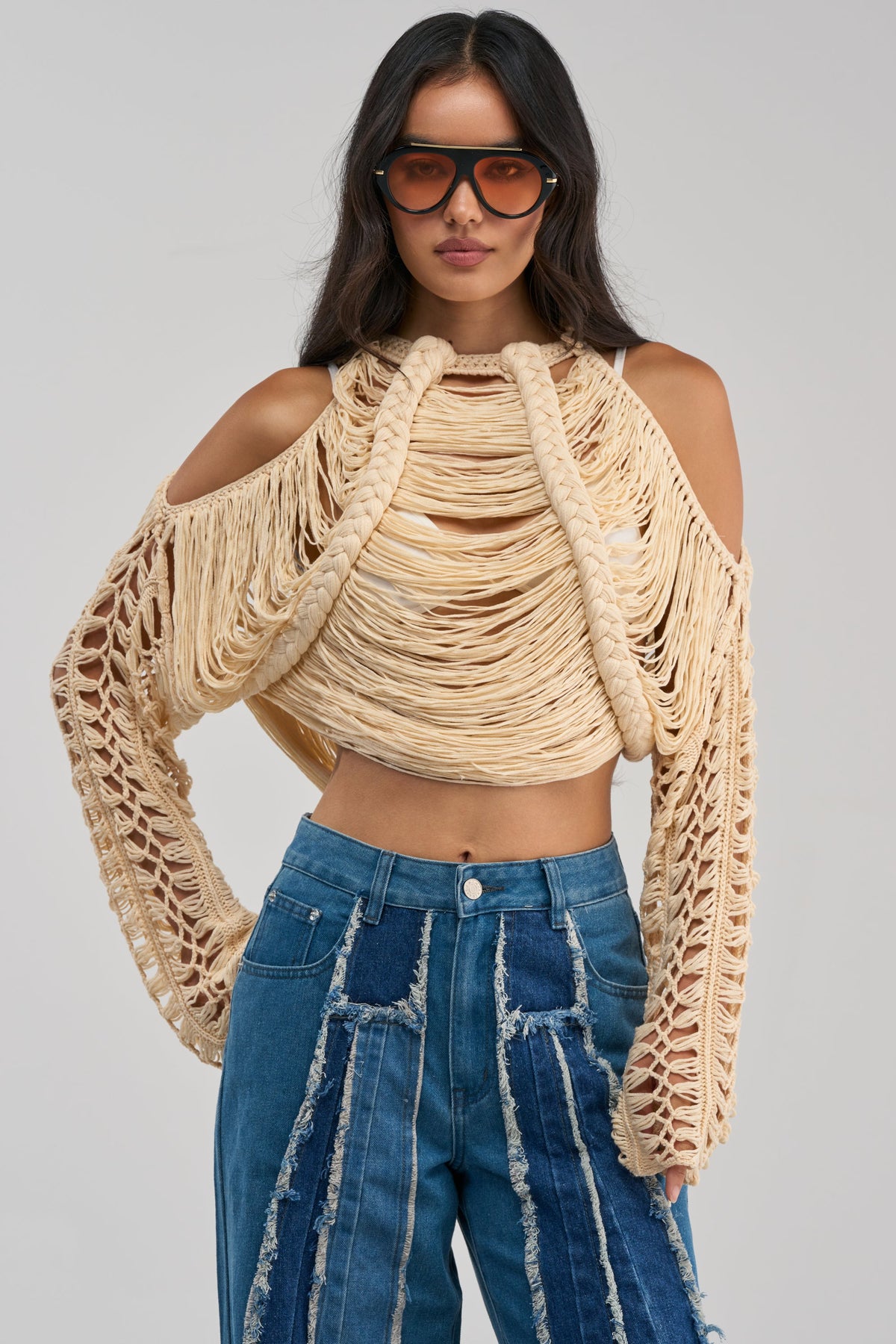 CATCHING FEELING FRINGE SWEATER