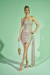 BEYOND CLASSY STRAPLESS SHIMMER MINI DRESS