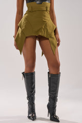 DONT LOOK BACK MINI SKIRT IN OLIVE