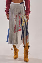 STRESSED AND DISTRESSED MIDI SKIRT