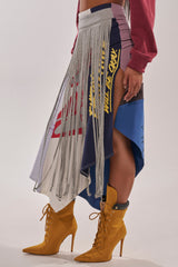 STRESSED AND DISTRESSED MIDI SKIRT