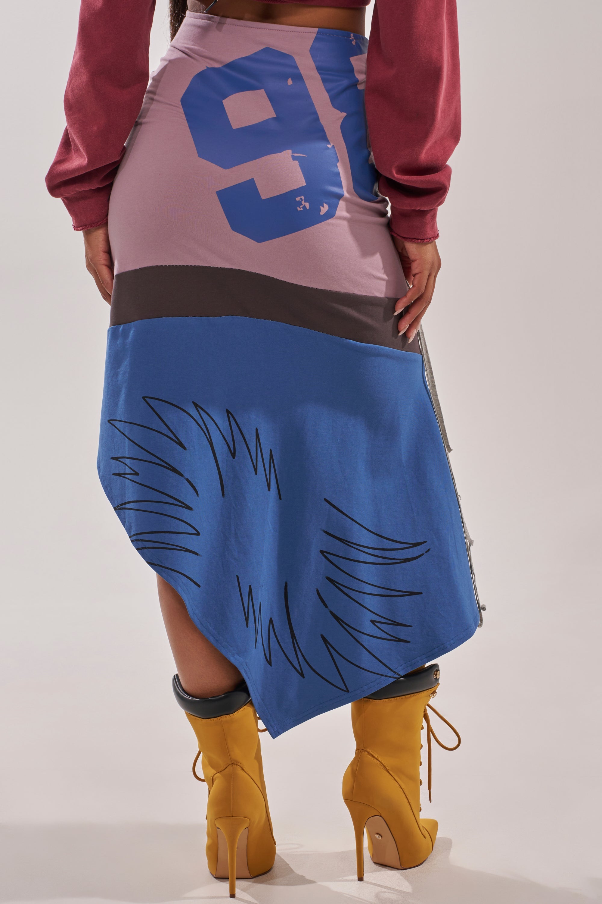 STRESSED AND DISTRESSED MIDI SKIRT