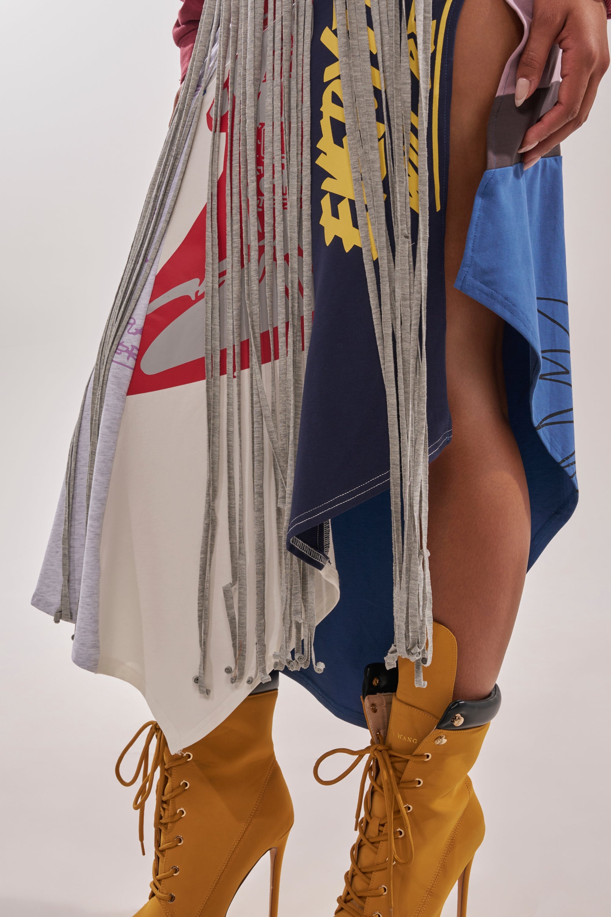 STRESSED AND DISTRESSED MIDI SKIRT