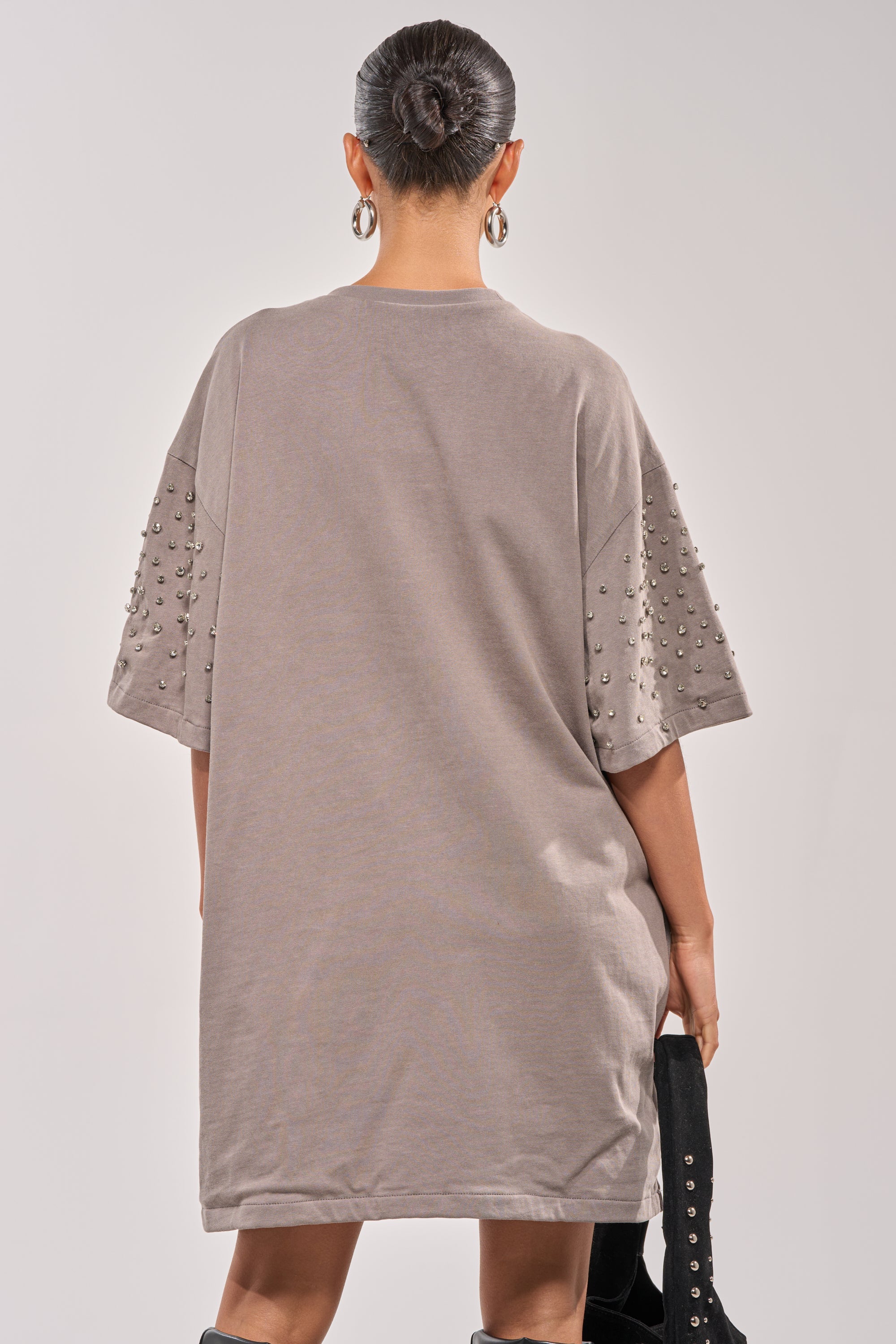 IN MY ELEMENT RHINESTONE TEE SHIRT MINI DRESS