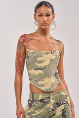 EMBELLISHED CAMO CORSET