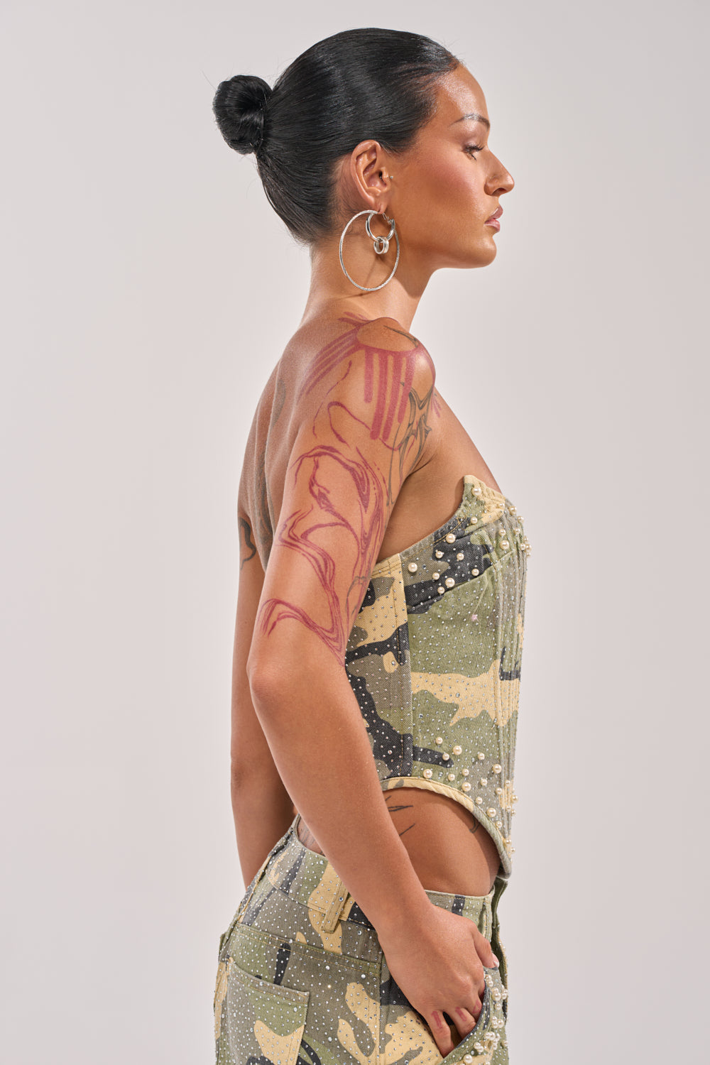 EMBELLISHED CAMO CORSET