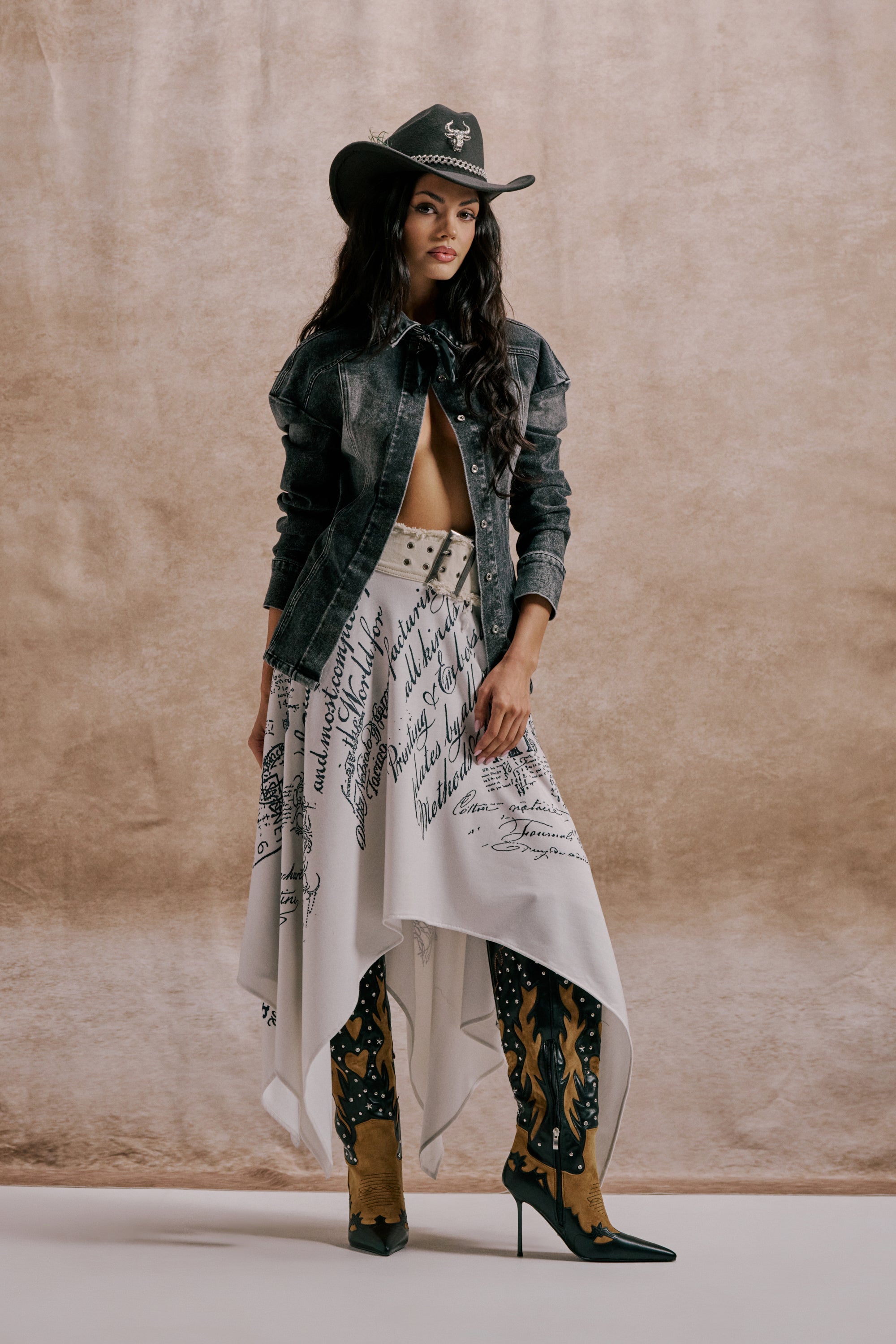 READ ME MIDI SKIRT