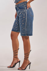 TAYLOR DENIM BERMUDA WITH GROMMET