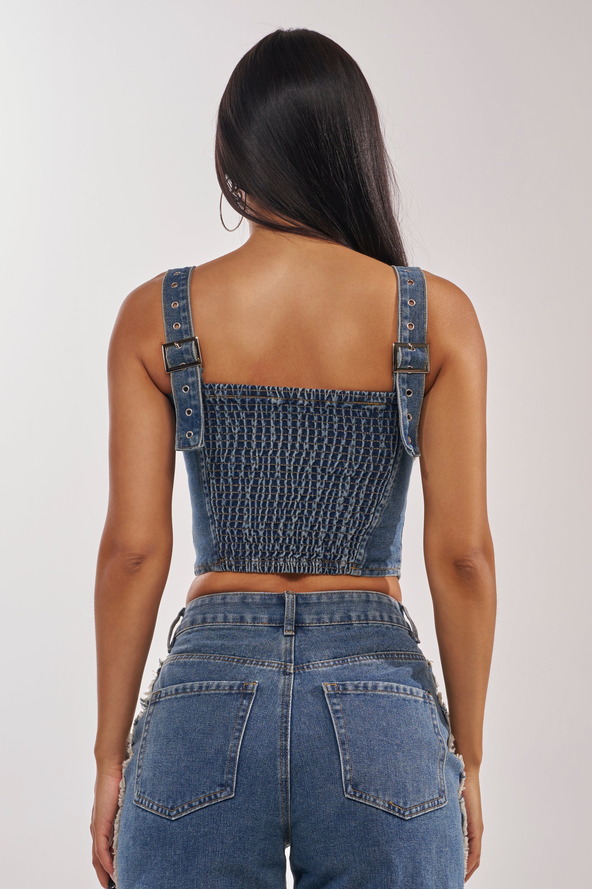 TAYLOR DENIM CORSET WITH GROMMET