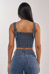 TAYLOR DENIM CORSET WITH GROMMET