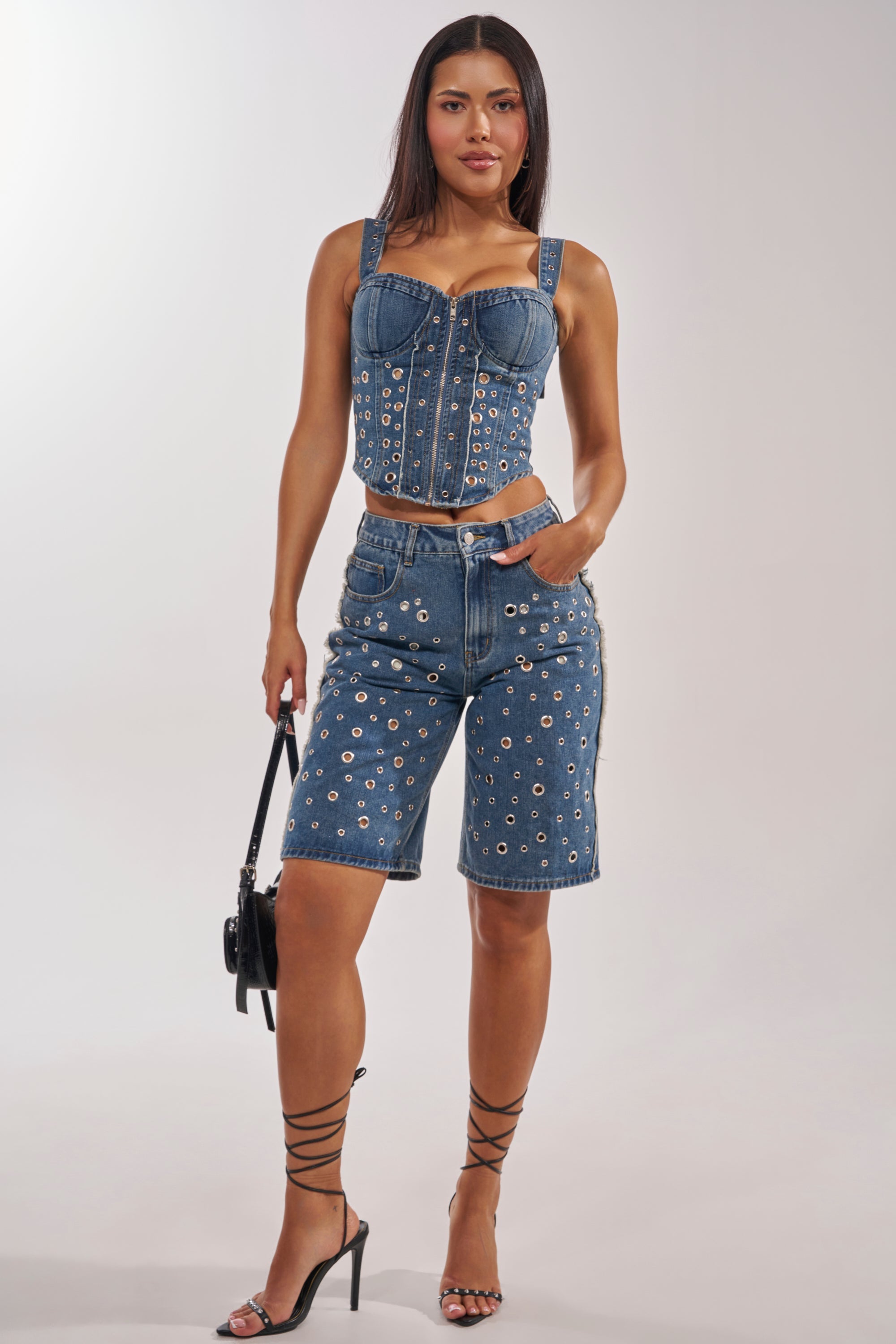 TAYLOR DENIM CORSET WITH GROMMET
