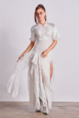 KICK OFF LACE JERSEY MAXI DRESS IN WHITE