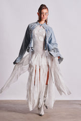 KICK OFF LACE JERSEY MAXI DRESS IN WHITE