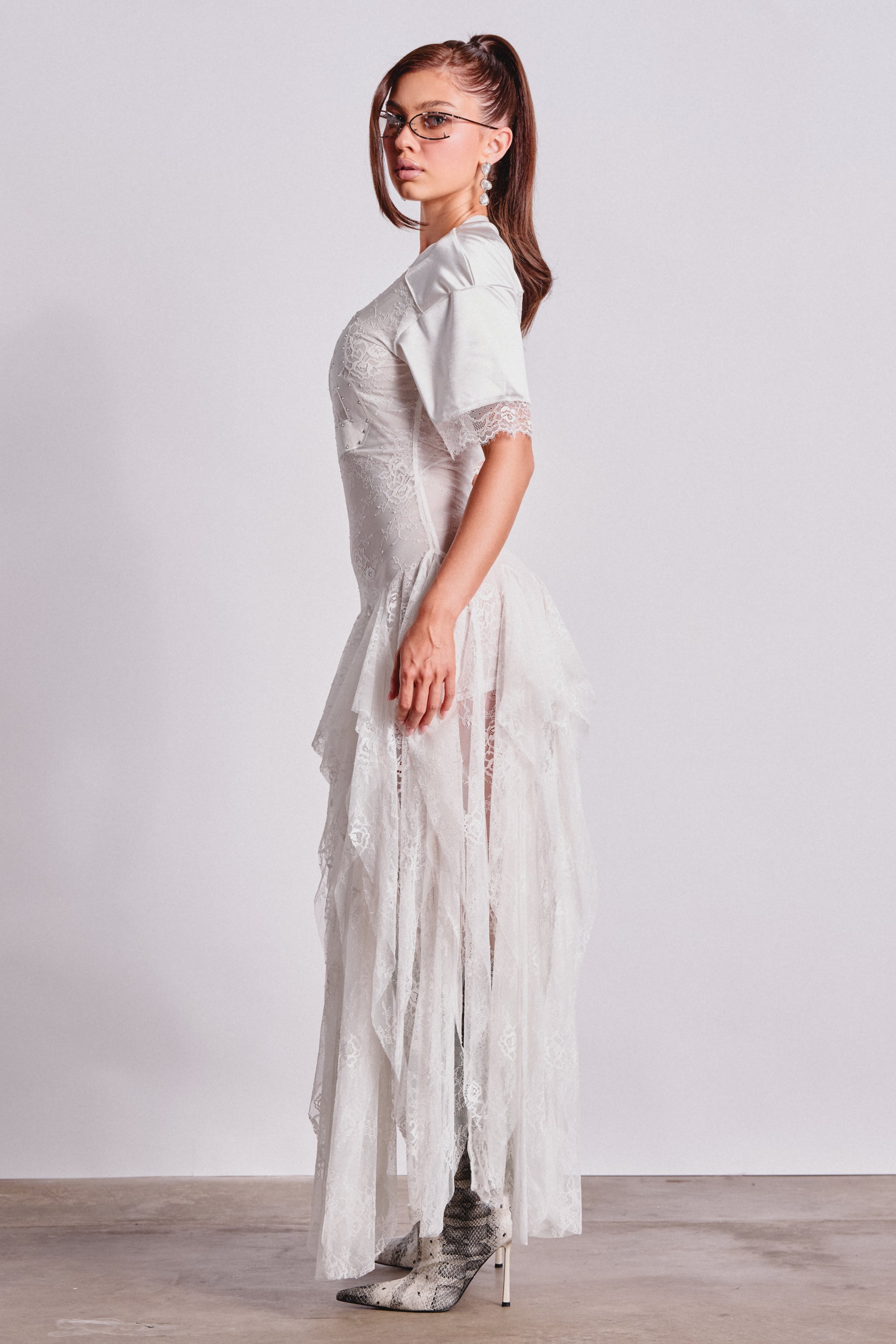 KICK OFF LACE JERSEY MAXI DRESS IN WHITE