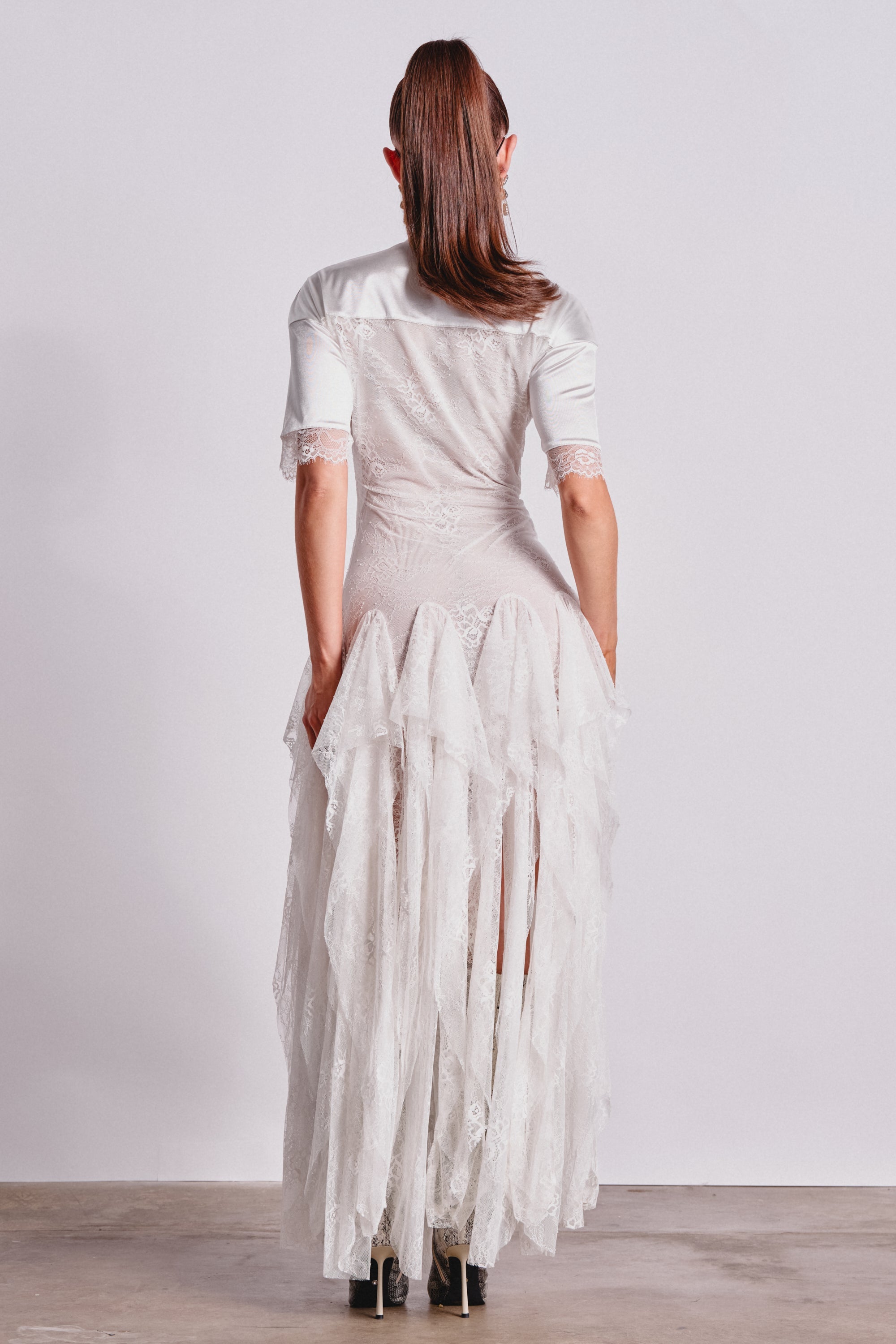 KICK OFF LACE JERSEY MAXI DRESS IN WHITE