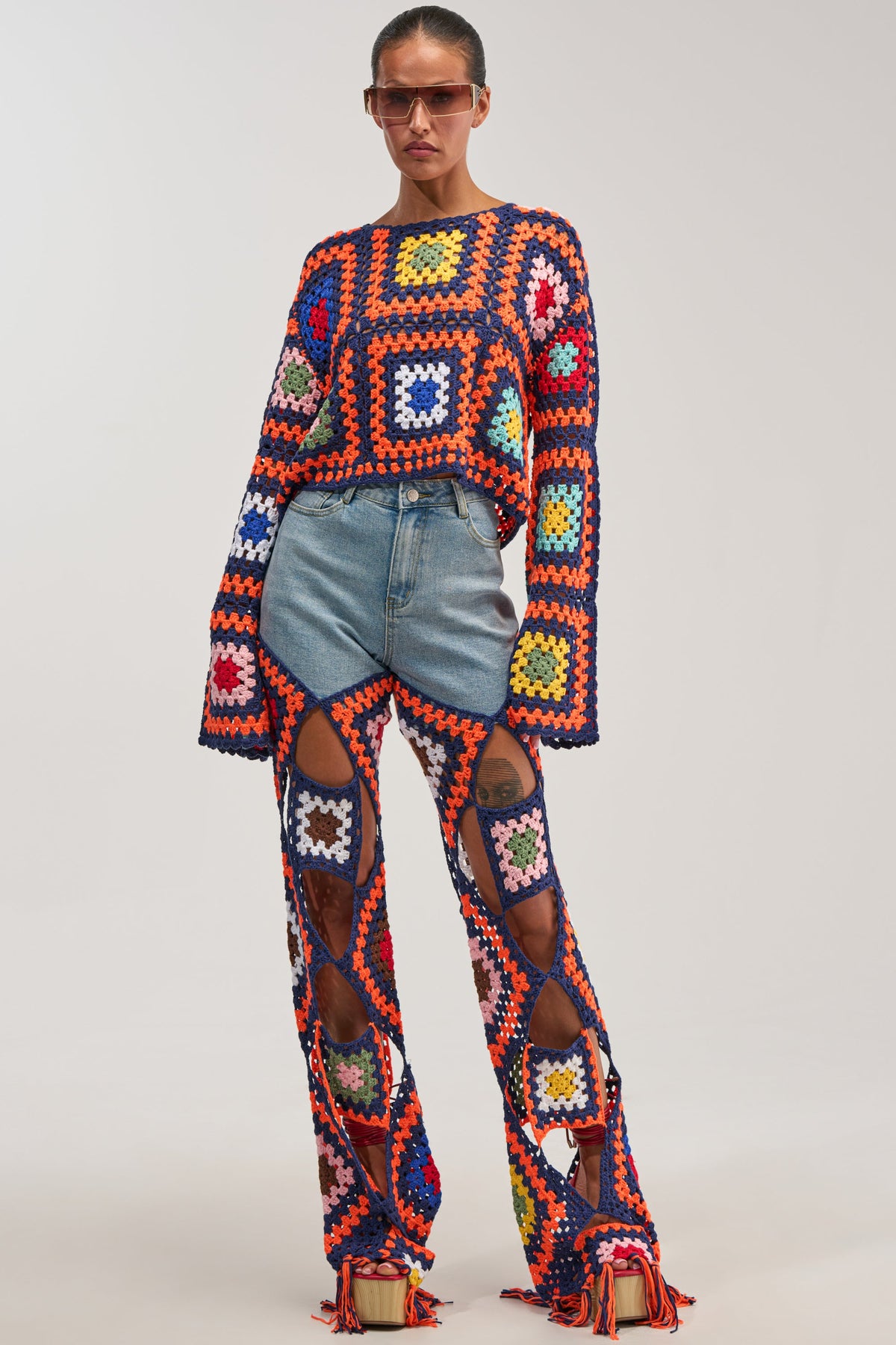 MIXED FEELING CROCHET DENIM