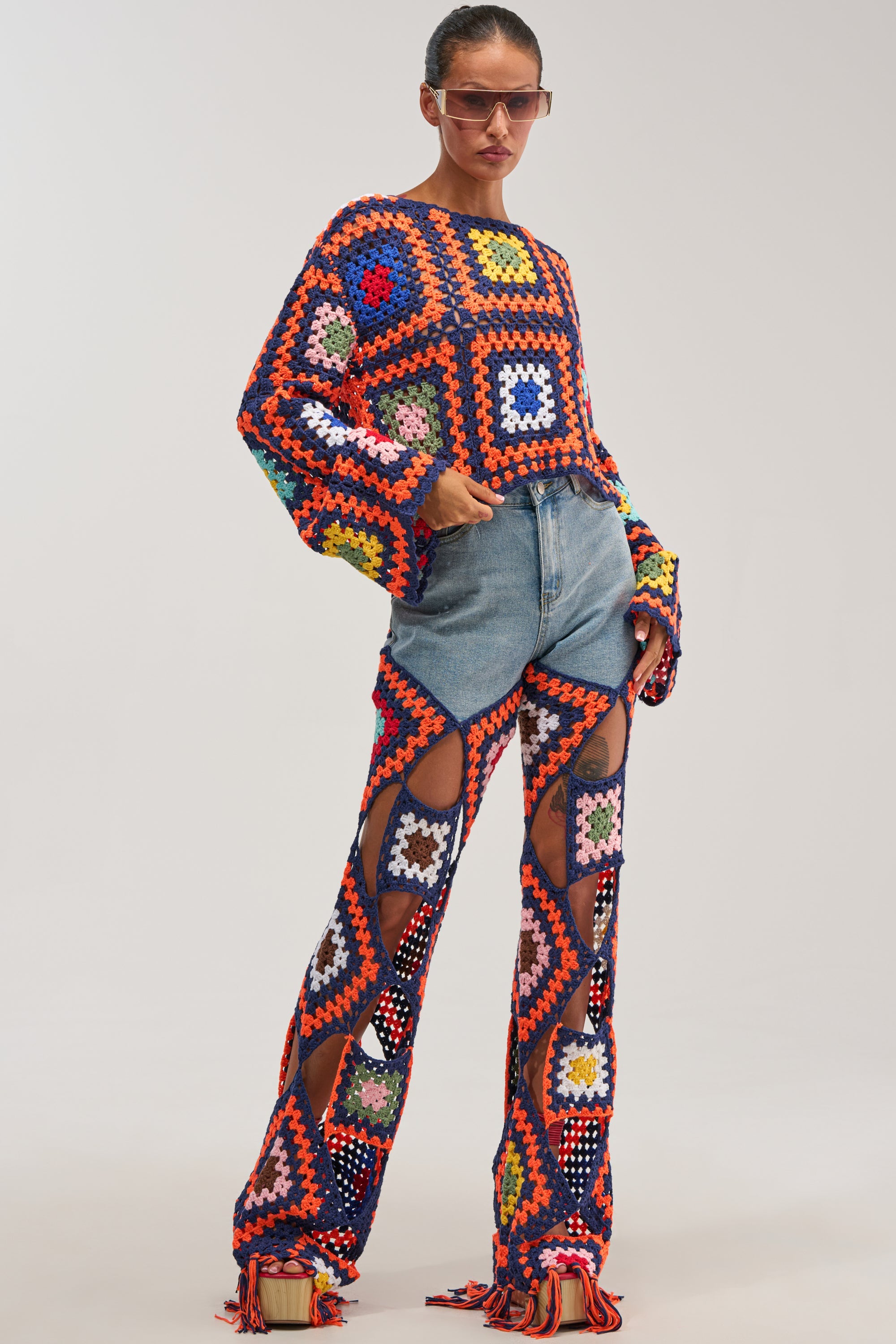 MIXED FEELING CROCHET DENIM