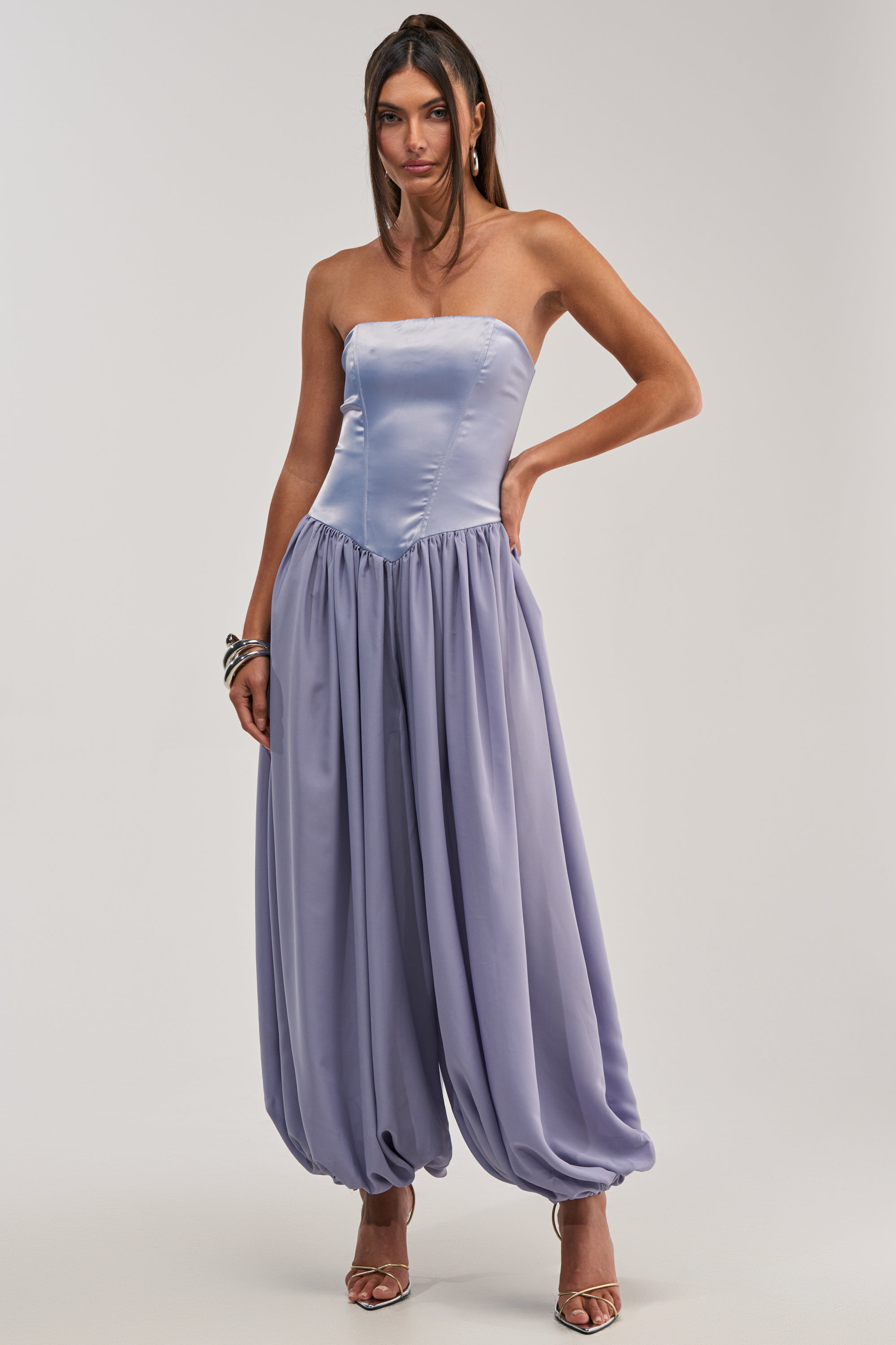 READ MY MIND STRAPLESS JUMPSUIT IN BLUE
