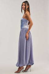 READ MY MIND STRAPLESS JUMPSUIT IN BLUE