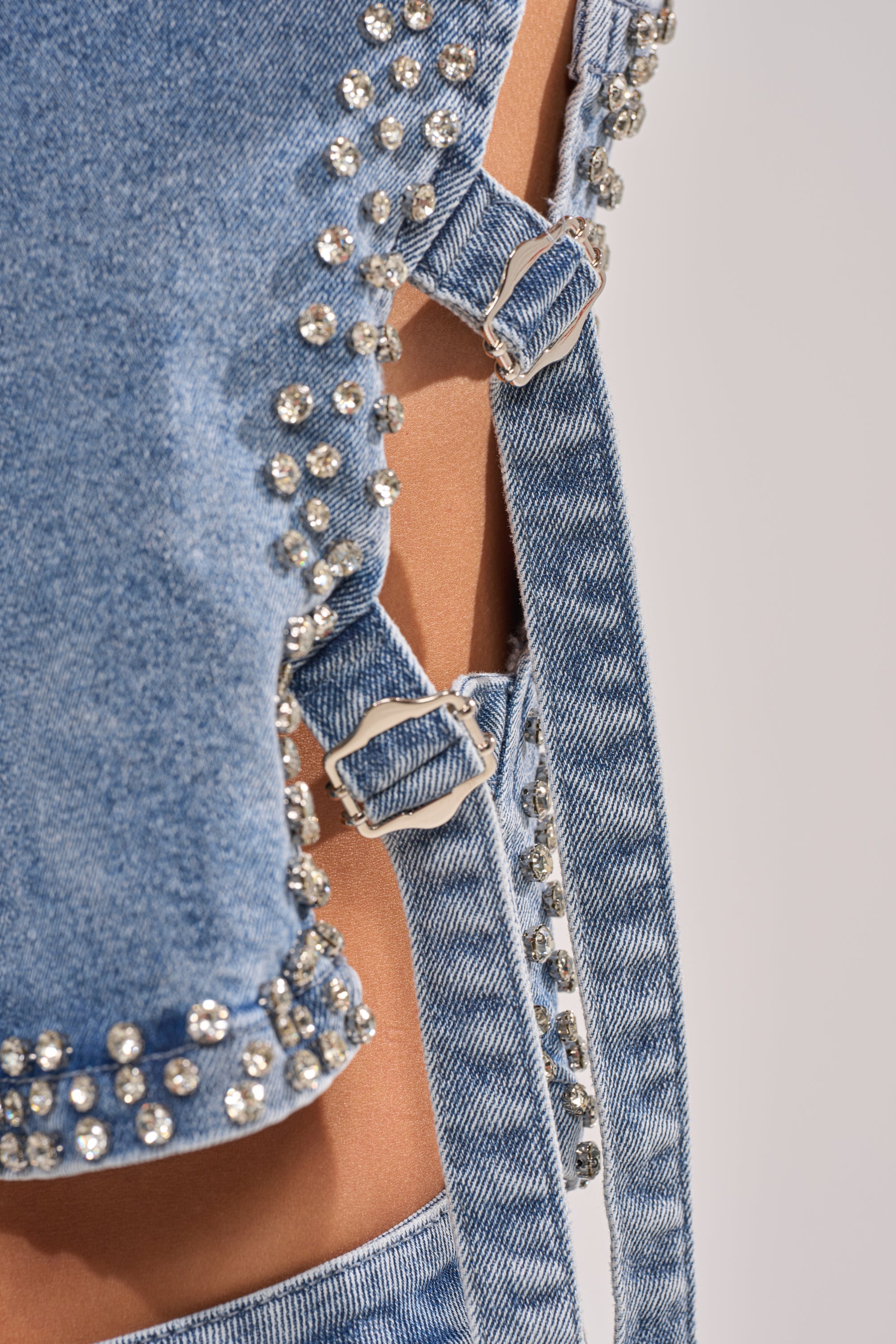LOVE ME RHINESTONE DENIM TOP