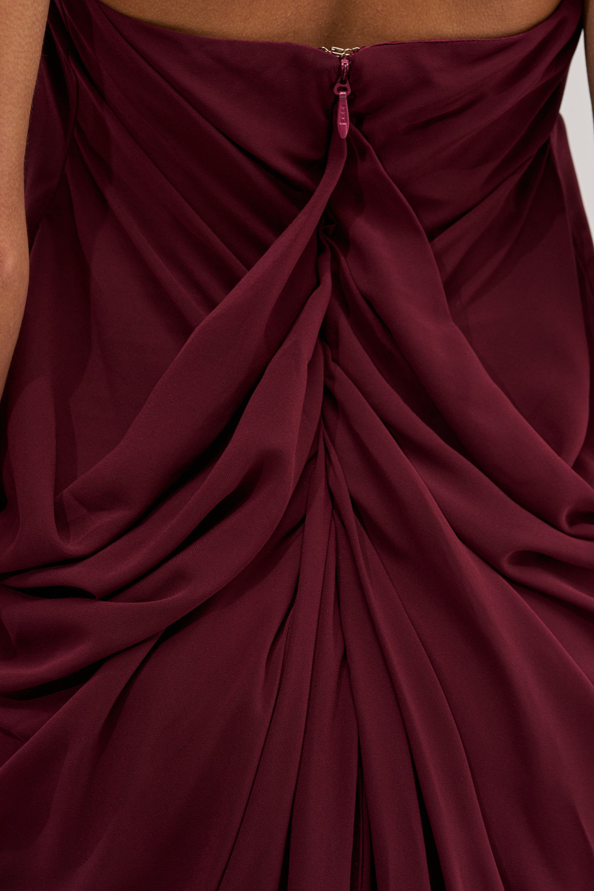 RAMONA PLEATED MAXI DRESS IN BURGUNDY
