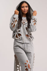 GIRLY POP CUTOUT ZIP UP SWEATSHIRT