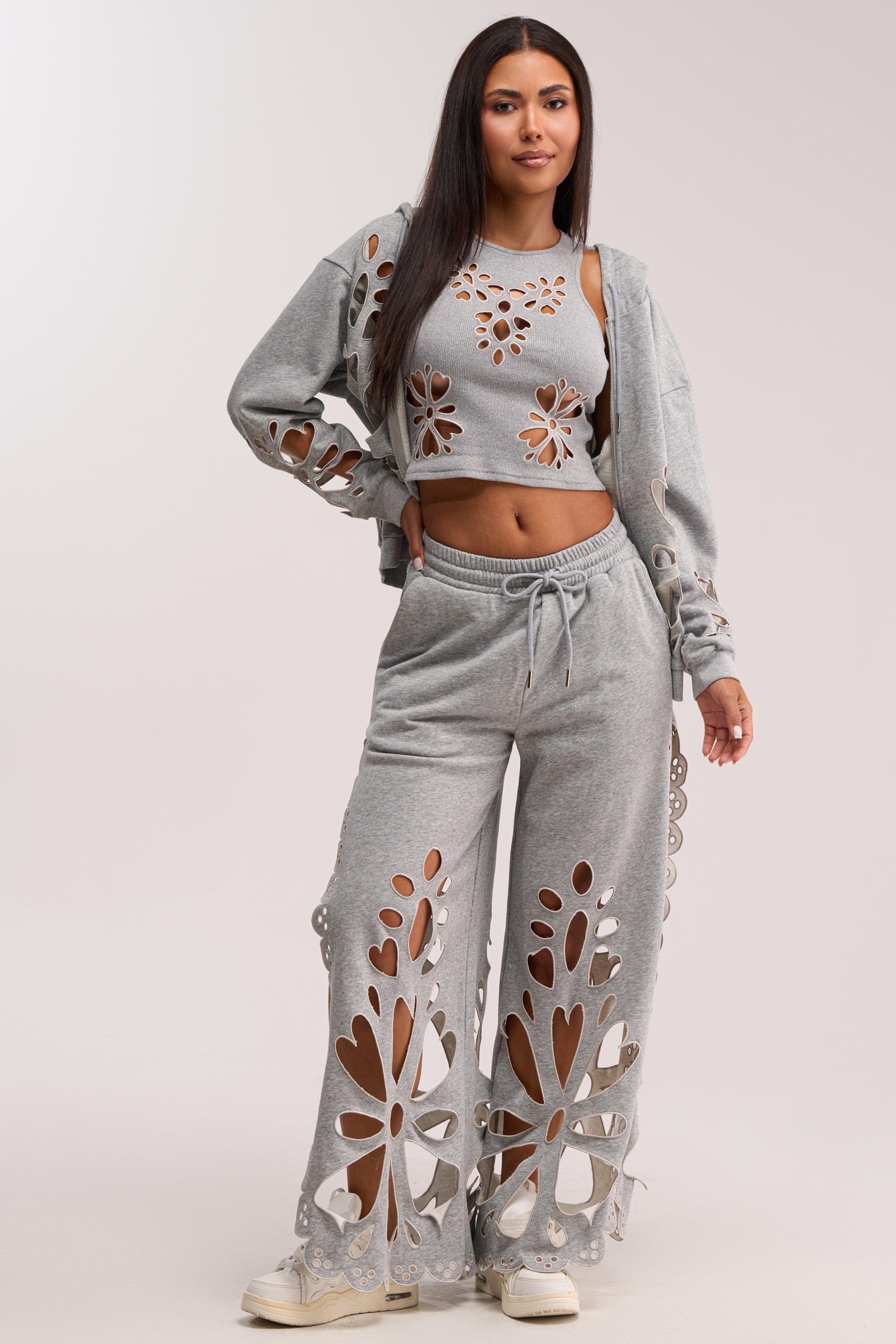 GIRLY POP CUTOUT ZIP UP SWEATSHIRT