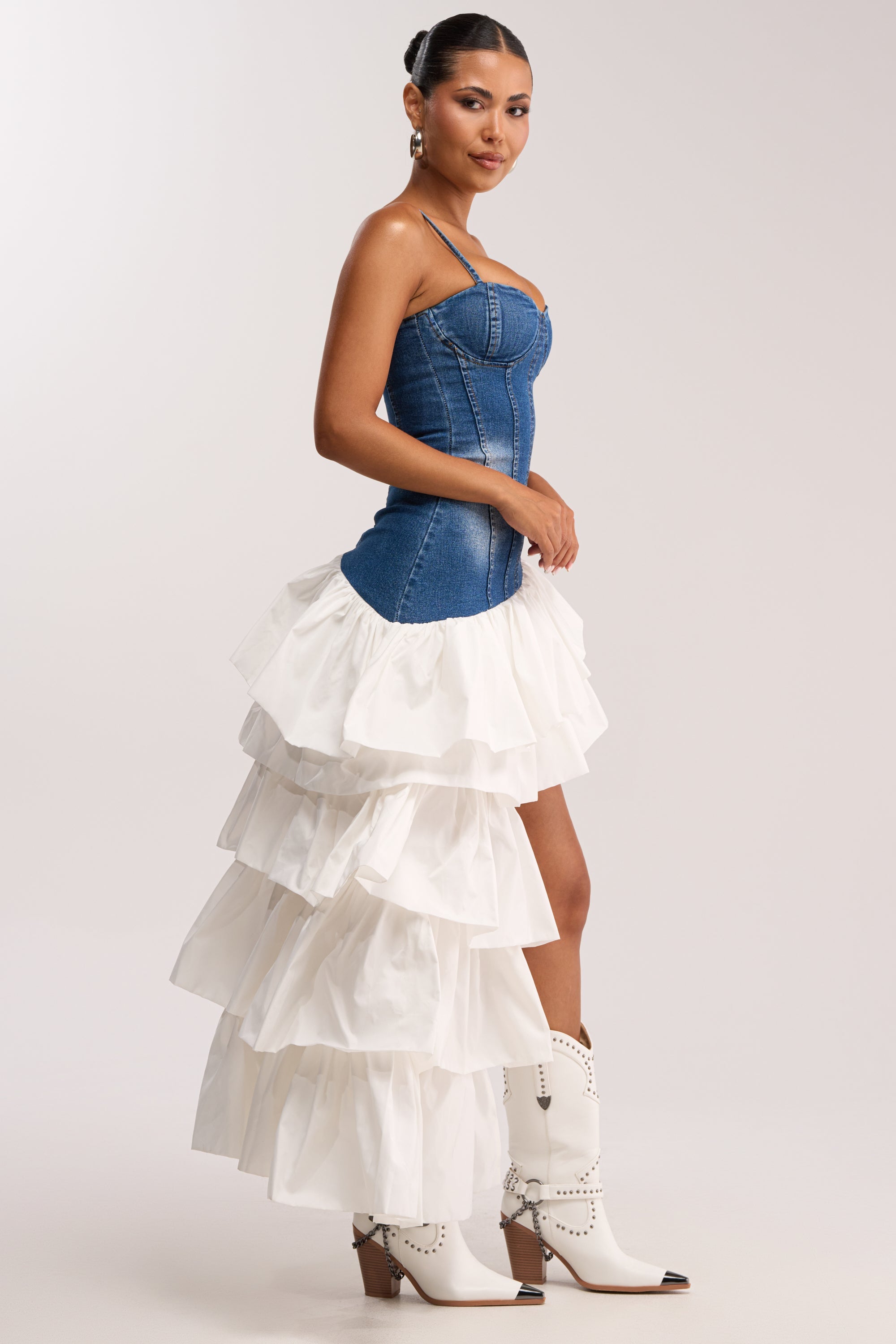WEB CRUSH MAXI DRESS IN DARK DENIM