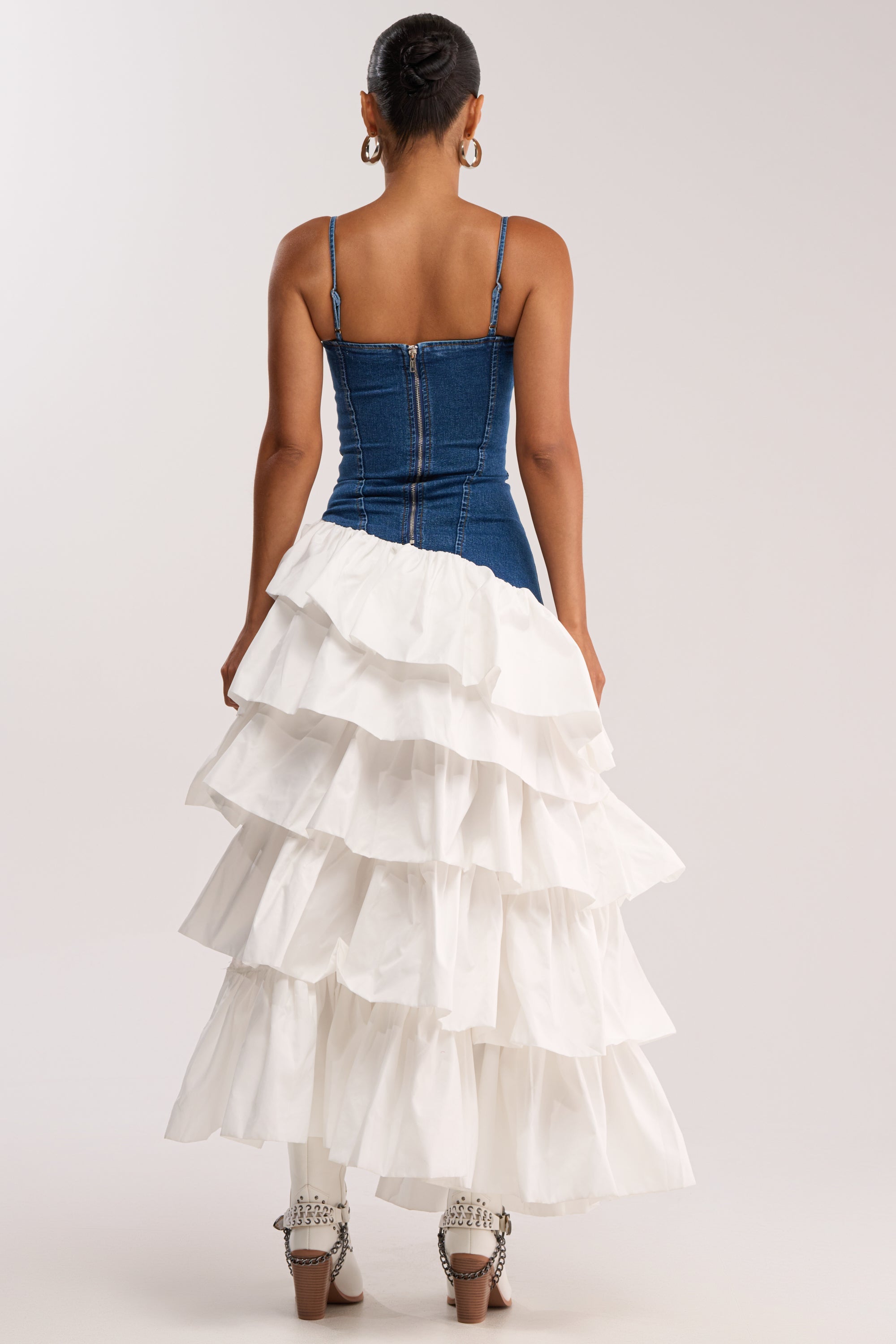 WEB CRUSH MAXI DRESS IN DARK DENIM