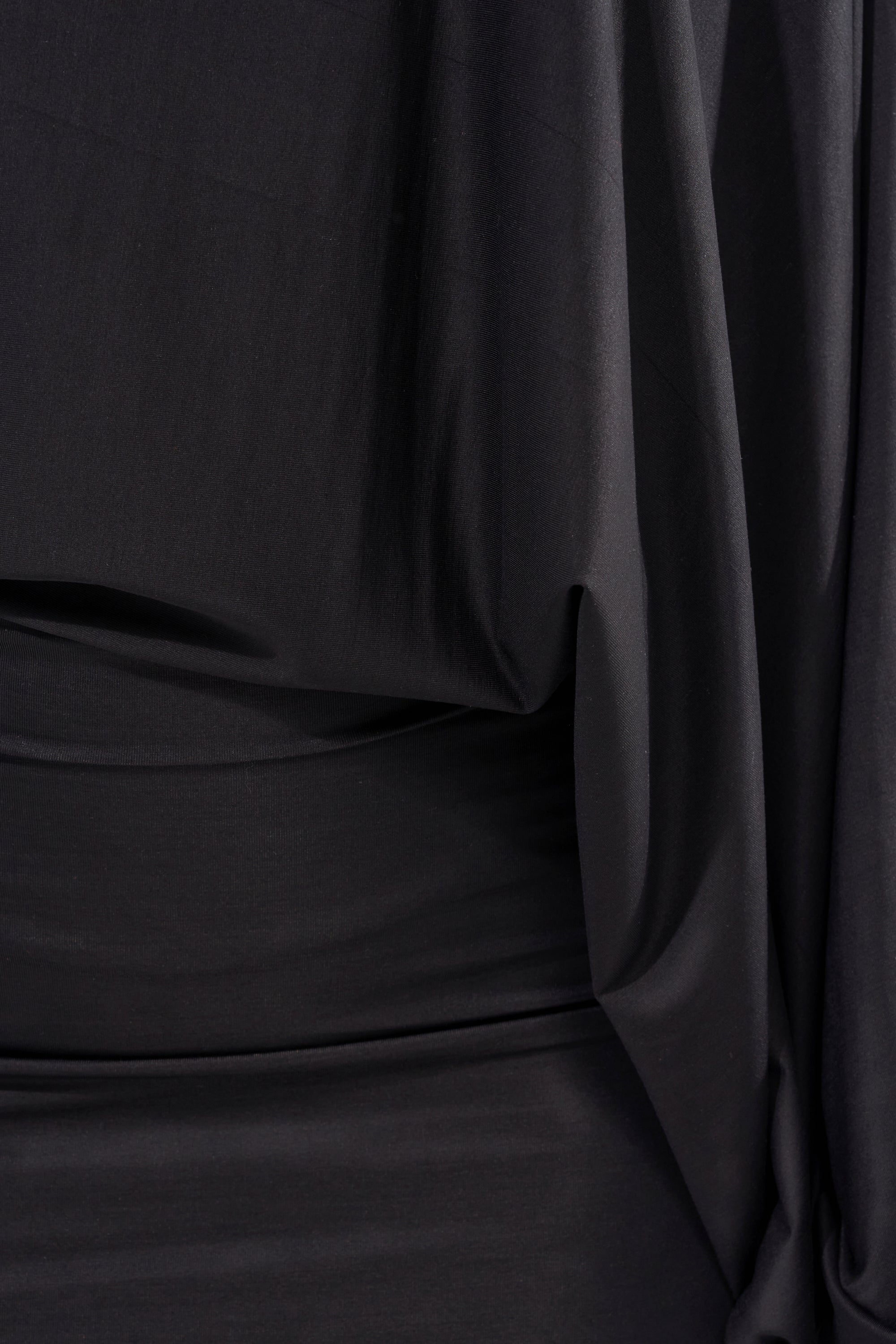 DIANA DRAPED MINI DRESS IN BLACK