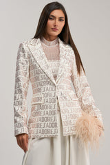 J'ADORE EMBELLISHED BLAZER IN WHITE