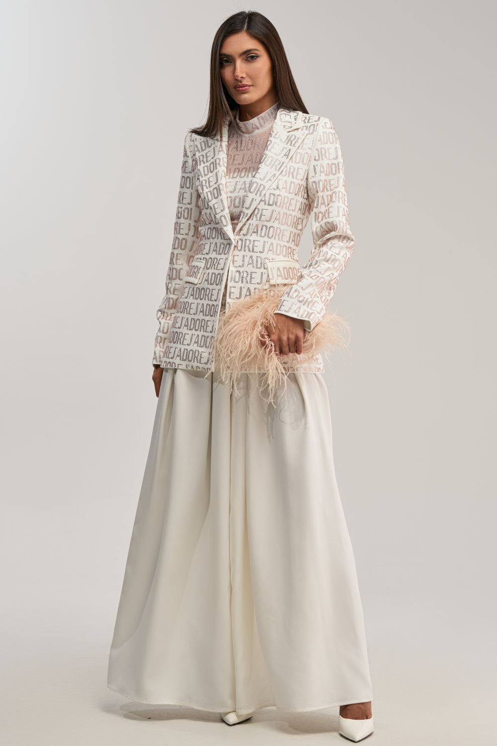 J'ADORE EMBELLISHED BLAZER IN WHITE