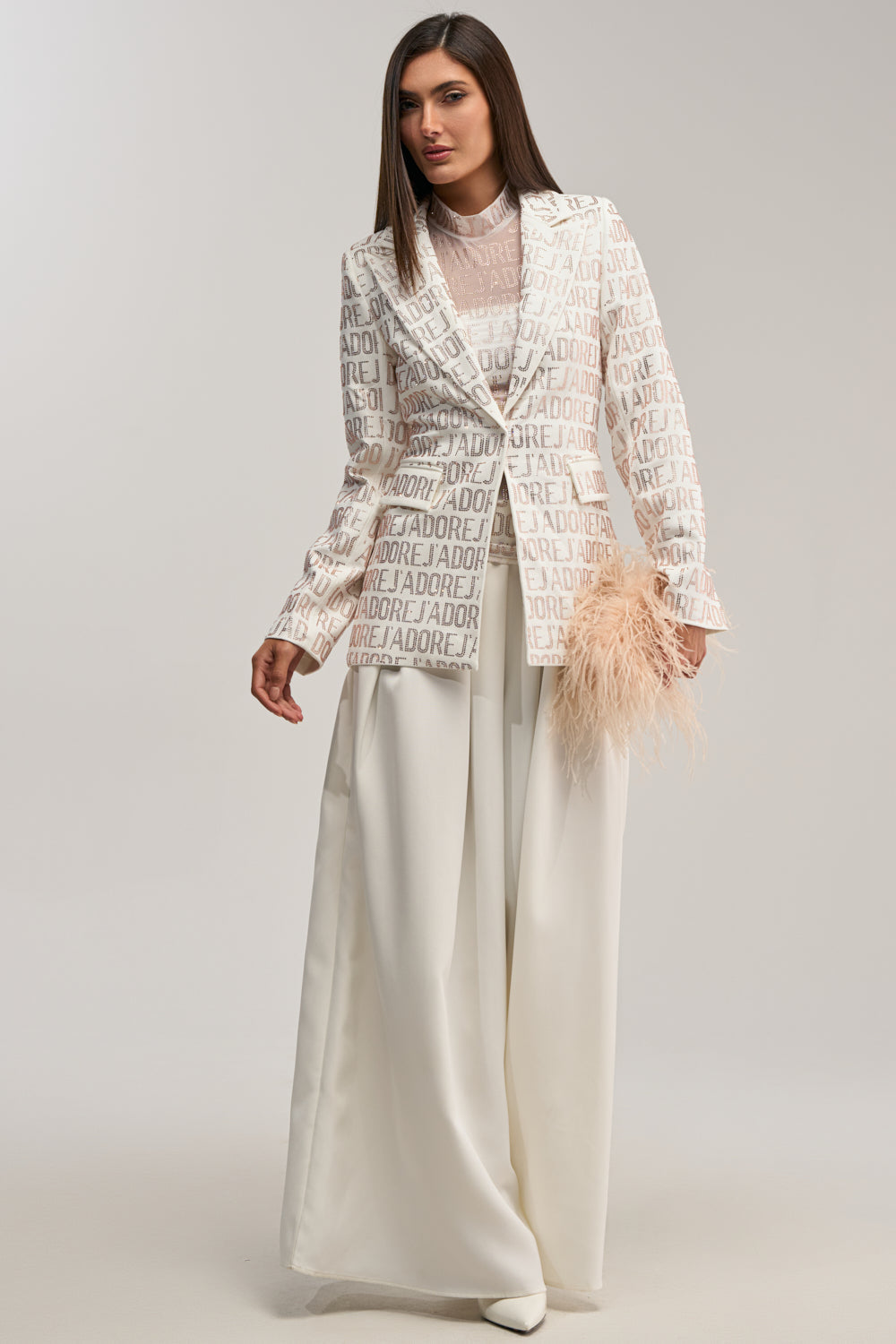 J'ADORE EMBELLISHED BLAZER IN WHITE