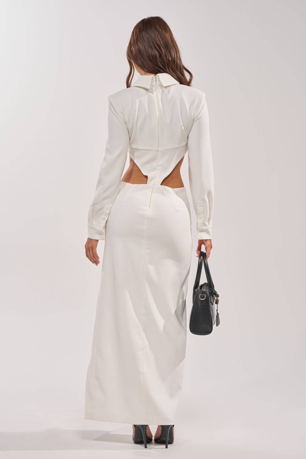 MAKE A STATEMENT CUTOUT MIDI DRESS WITH NECK TIE