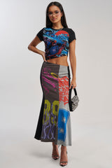 RACE YA GRAPHIC MAXI DRESS WITH SIDE CUTOUT