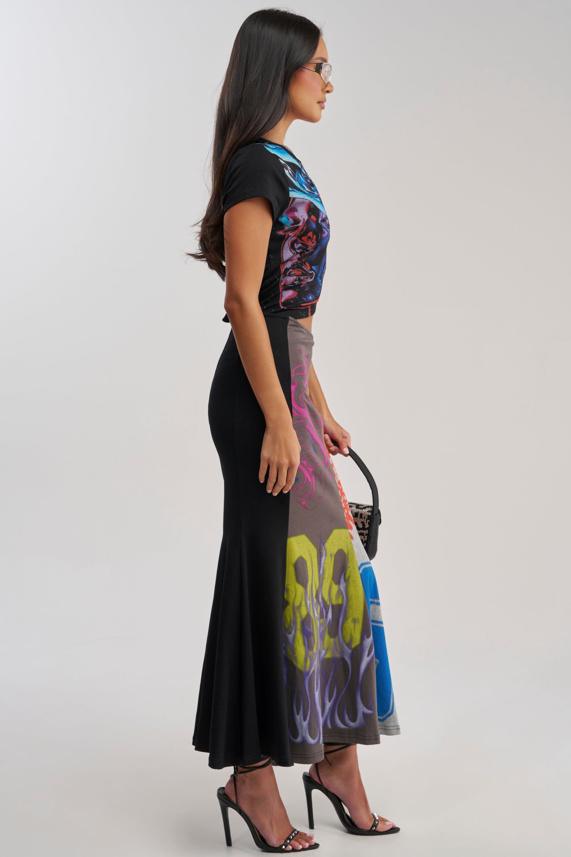 RACE YA GRAPHIC MAXI DRESS WITH SIDE CUTOUT