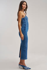 DAYDREAM IN DENIM STRAPLESS MAXI DRESS