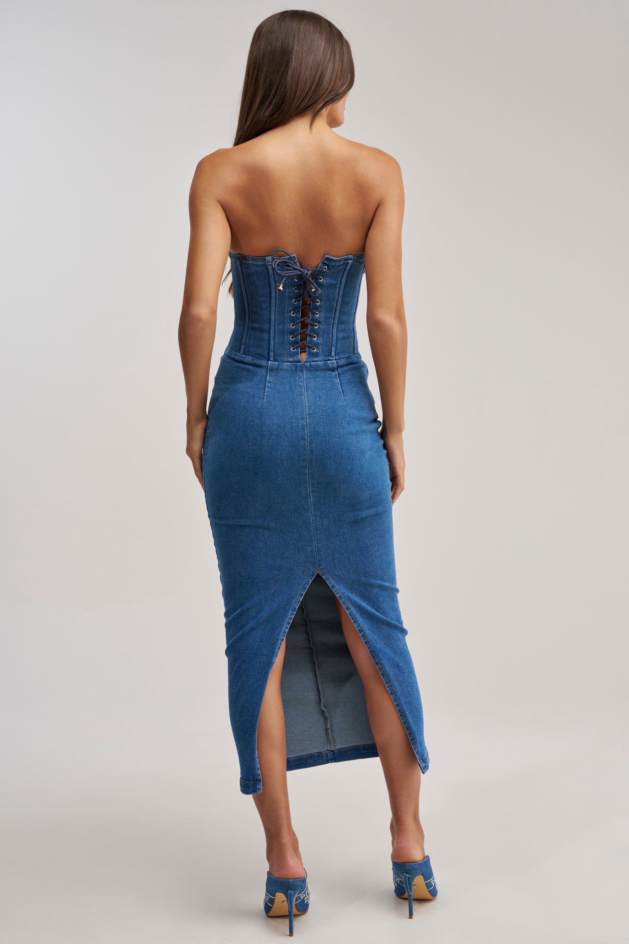 DAYDREAM IN DENIM STRAPLESS MAXI DRESS